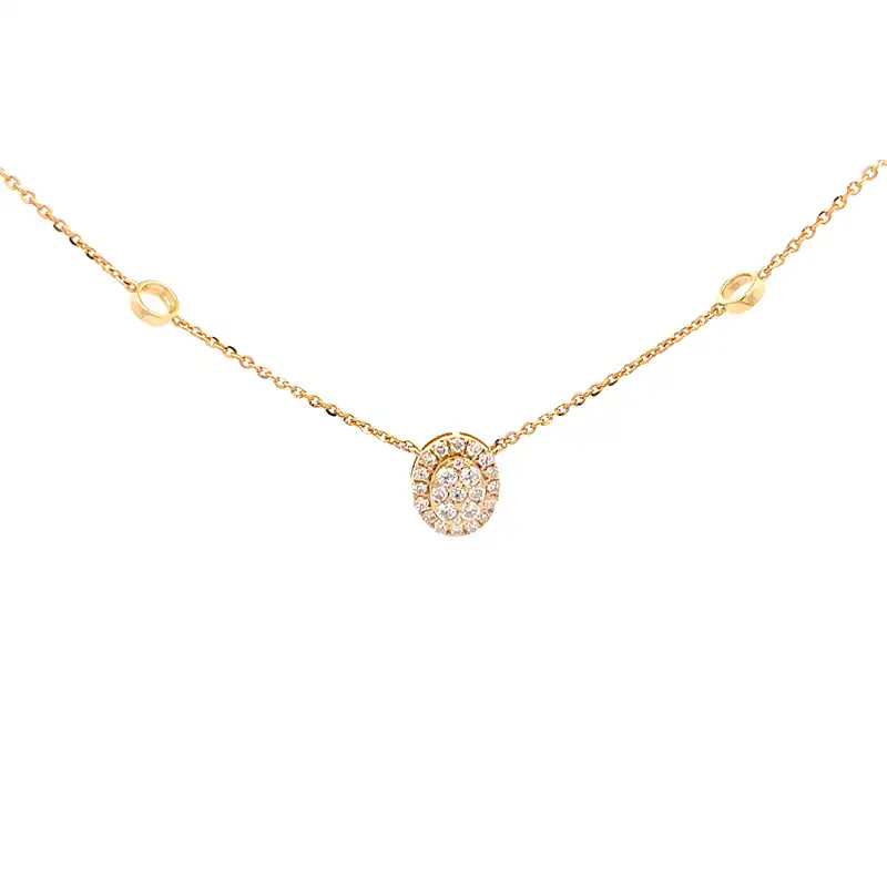 Understated Luxury - 18K Yellow Gold Diamond Oval Pendant